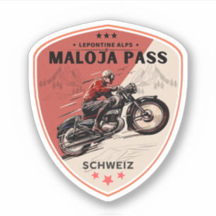 Sticker Balade en moto Maloja Pass alpes suisses