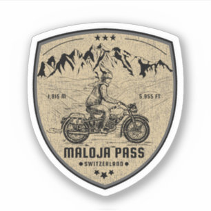 Sticker Balade en moto Maloja Pass alpes suisses