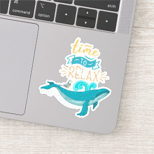 Sticker Baleine Bleue Joyeux Moment de se détendre