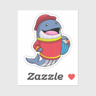 Sticker Baleine comme pompier avec tuyau