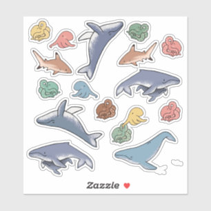 Sticker Baleine Pieuvre & Requin