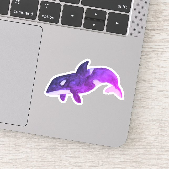 Sticker Baleine tueuse à l'aquarelle violette Orca (Détail)