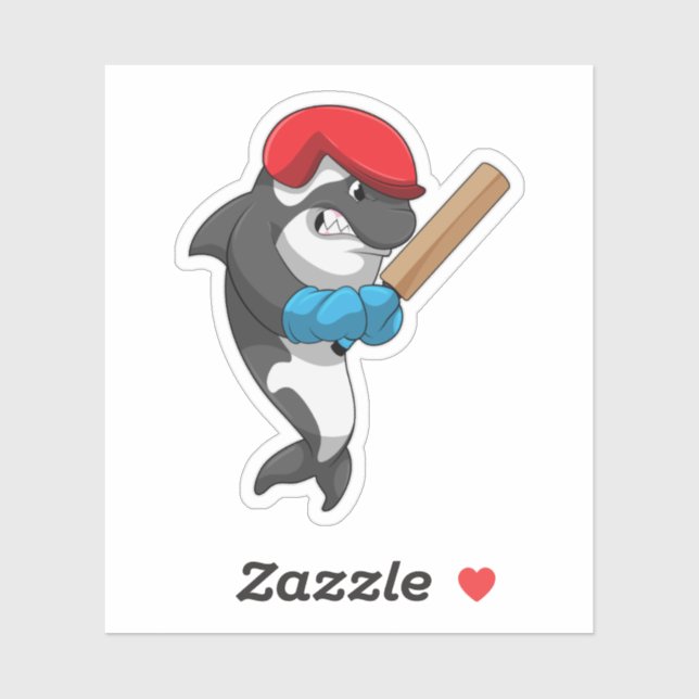 Sticker Baleine tueuse au cricket avec chauve-souris de cr (Feuille)