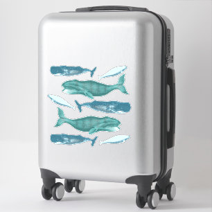 Sticker Baleines bleues Vintages agrafées Steampunk