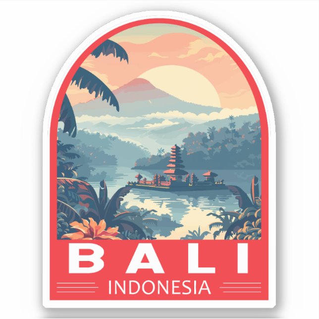 Sticker Bali Indonésie Travel Art Vintage (Devant)