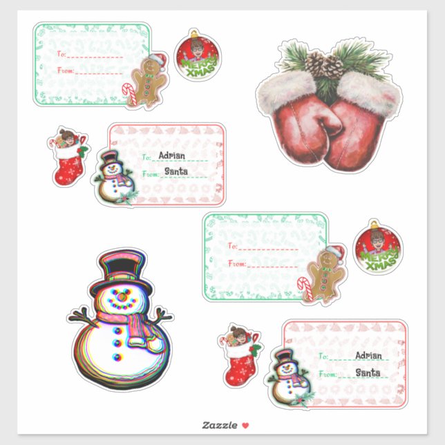 Sticker Balises de nom de Noël (Feuille)