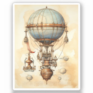 Sticker Ballon à air chaud à vapeur vintage (3)
