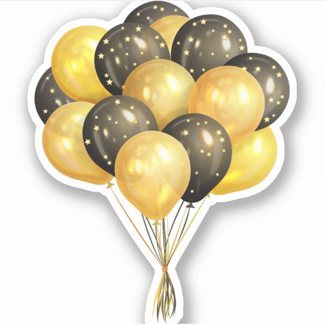 Sticker Ballons, célébration noir et or (Devant)