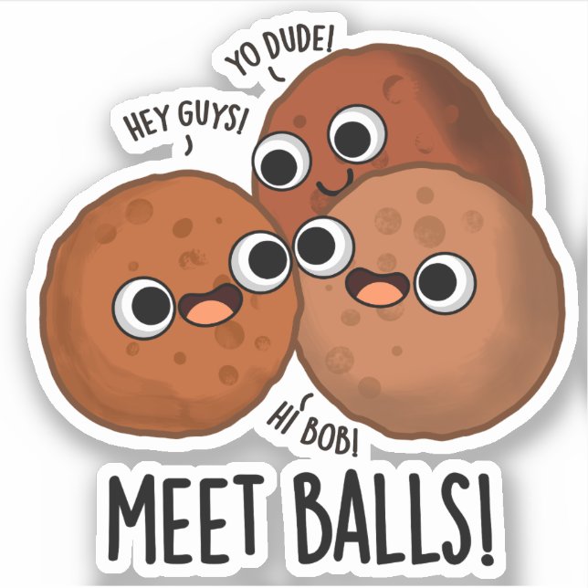 Sticker Ballons de rencontre Drôle Social Meatball Pun (Devant)