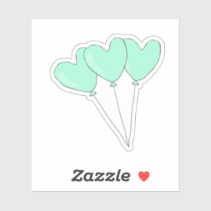 Sticker Ballons en forme de coeur Turquoise doux