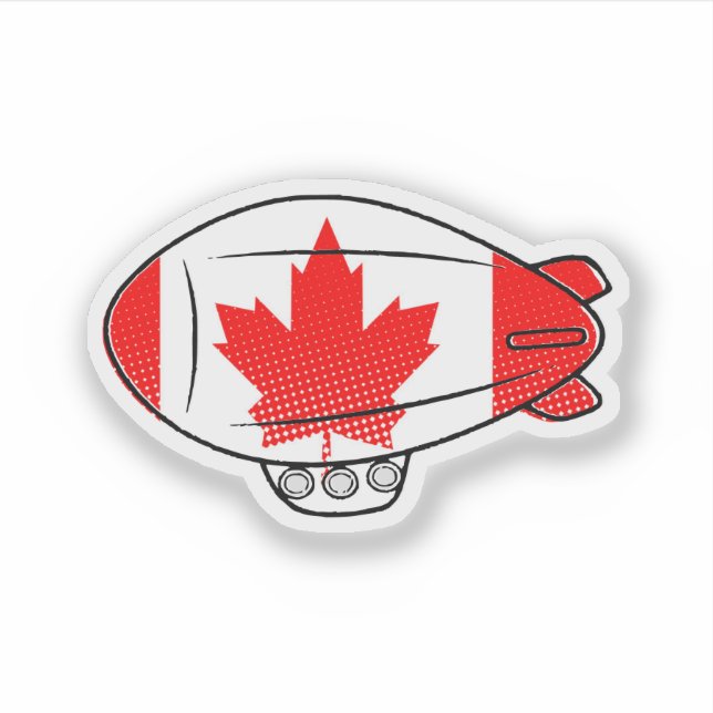 Sticker Ballotte Blimp Drapeau Canadien Dans Ciel Bleu Per (Devant)