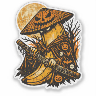Sticker Banana Ronin Halloween Night — Spooky Warrior Retr