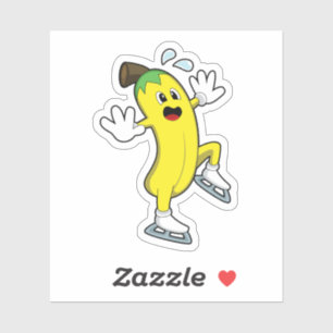 Sticker Banane au patinage sur glace avec patins sur glace