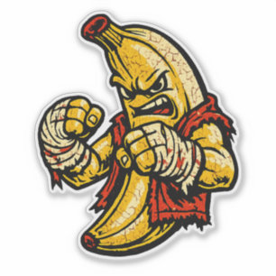 Sticker Banane Brawler — Vintage Retro Street Fighter