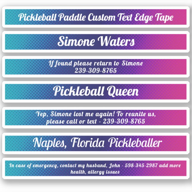 Sticker Bande de bord de pickleball cool Nom personnalisé  (Devant)