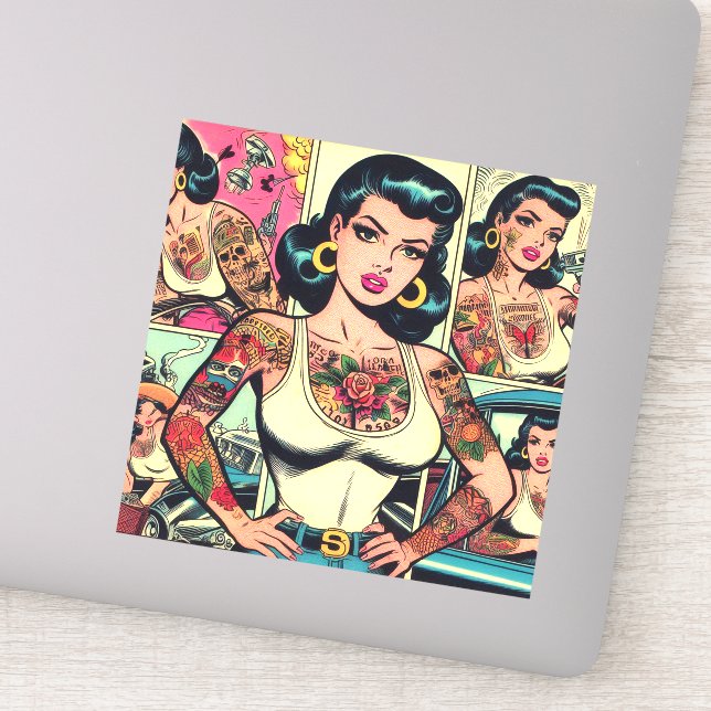 Sticker Bande dessinée rétroactive à base de tatouage (Détail)
