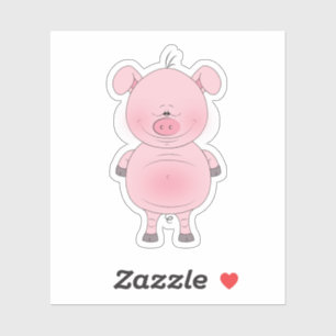 Sticker Bande dessinée rose gaie de porc
