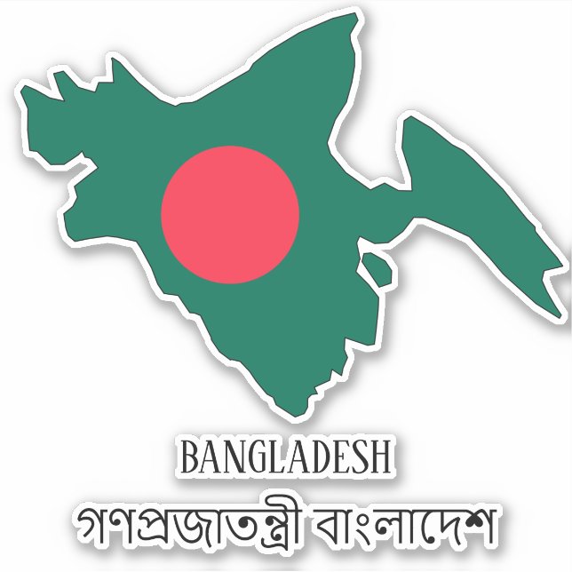 Sticker Bangladesh Drapeau Charme Carte Patriotique (Devant)