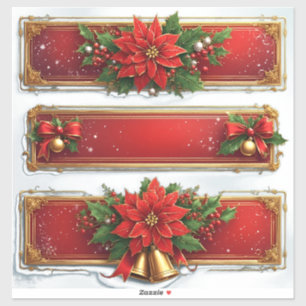 Sticker Bannières de Noël avec des poinsettias