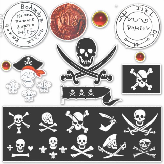 STICKER BANNIÈRES PIRATES ET PIRATES ANCIENS CARTES DE TRÉ (Devant)