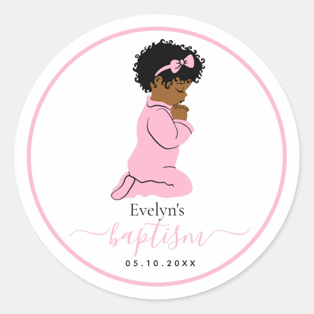 Sticker Baptême - Prier Black Baby Girl (Devant)