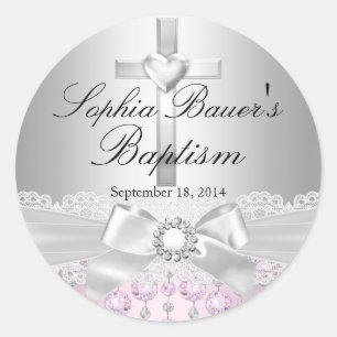 Sticker Baptiste Baptême de croix et dentelle