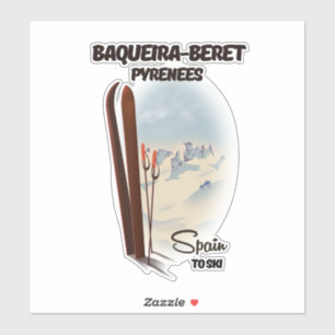 Sticker Baqueira-Beret Espagne affiche de ski.