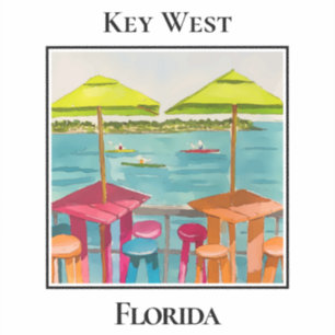 Sticker Bar à quai, Table, Chaises, Parasol, Key West