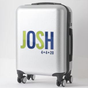 Sticker BAR MITZVAH moderne en gras type bloc bleu marine 