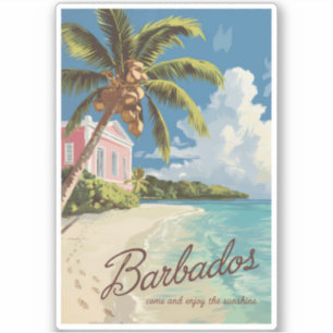 Sticker Barbados Art de Voyage peint Vintage