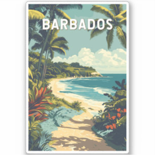 Sticker Barbados Illustration Travel Art Vintage