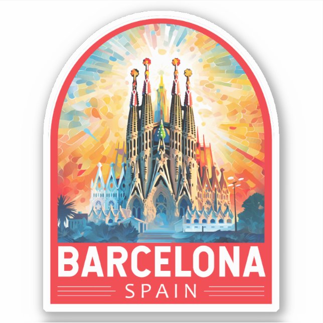 Sticker Barcelone Espagne La Sagrada Familia Travel Art (Devant)