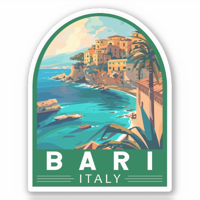 Sticker Bari Italie Travel Art Vintage (Devant)