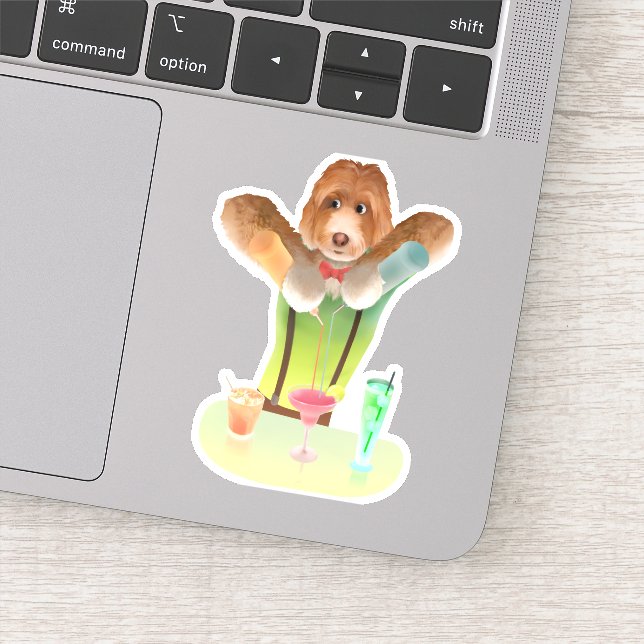 Sticker Barman Chien : Bar Neon et Mixologie de Cocktails (Détail)