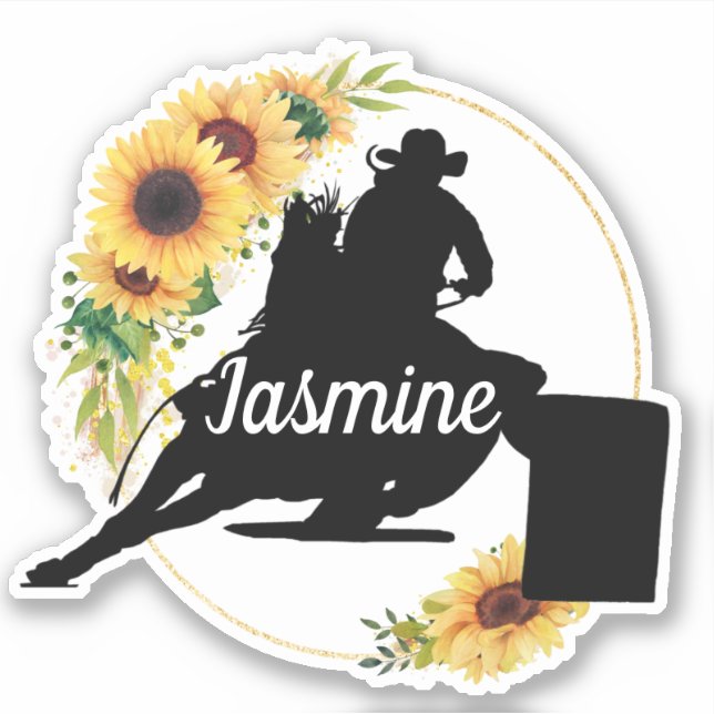 Sticker Barrel Racer Nom du cheval personnalisé (Devant)