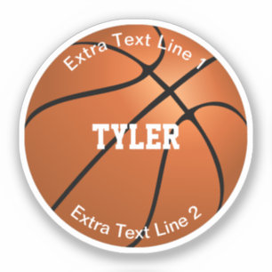 Sticker Basket-ball, Nom en blanc, 2 lignes supplémentaire