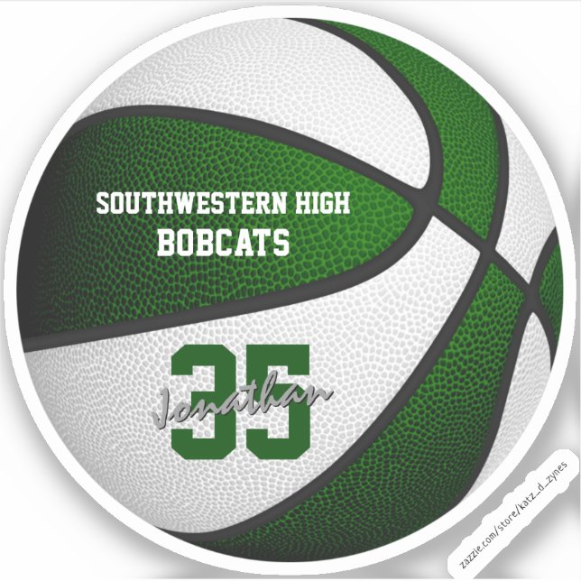 Sticker Basket blanc vert filles garçons équipe couleurs (Devant)