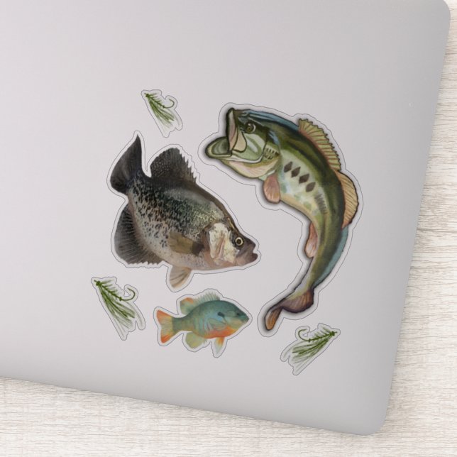 Sticker Basse de pêche Blue Gill Crappie Hooks (Détail)