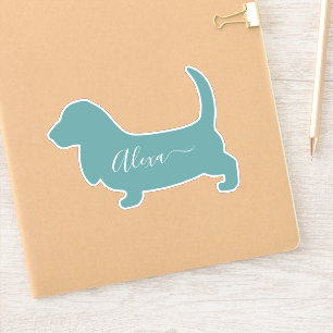 Sticker basset hound chien personnalisez votre nom autocol