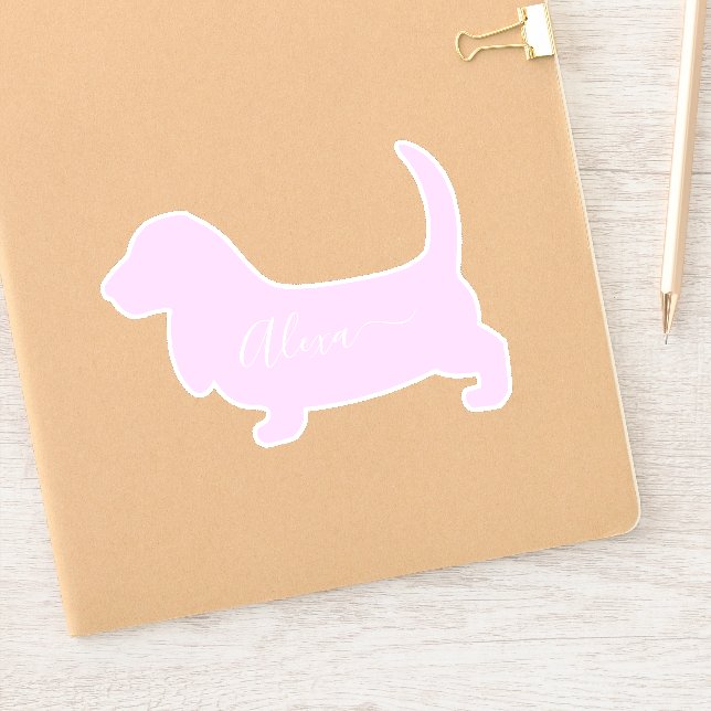 Sticker basset hound chien personnalisez votre nom autocol (Carnet)