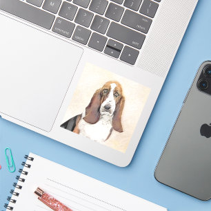 Sticker Basset Hound Peinture - Cute Original Chien Art