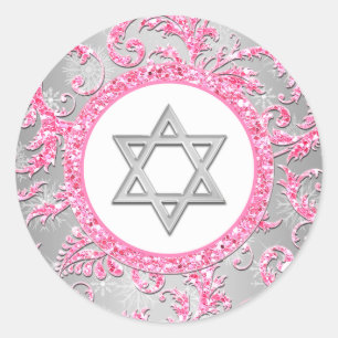 Sticker Bat mitzvah Damask Winter Wonderland 2