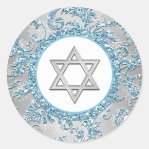 Sticker Bat mitzvah Damask Winter Wonderland 9
