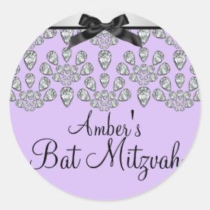 Sticker Bat mitzvah Silver/Purple Forever Diamonds