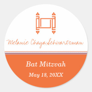 Sticker bat mitzvah Torah Orange