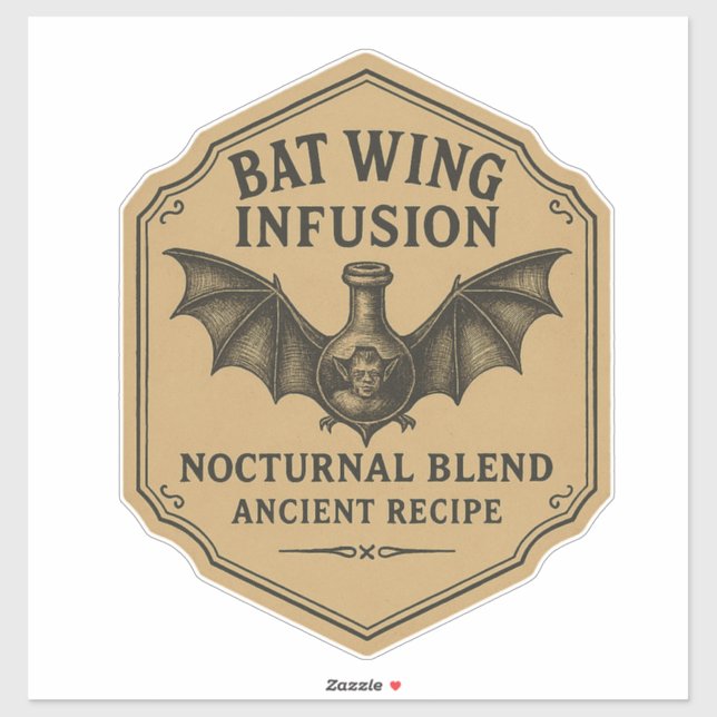 Sticker Bat Wing Infusion - Halloween Apothecary Label (Feuille)