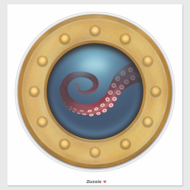 Sticker Bateau Porthole Octopus Salle pour enfants Voile n (Feuille)