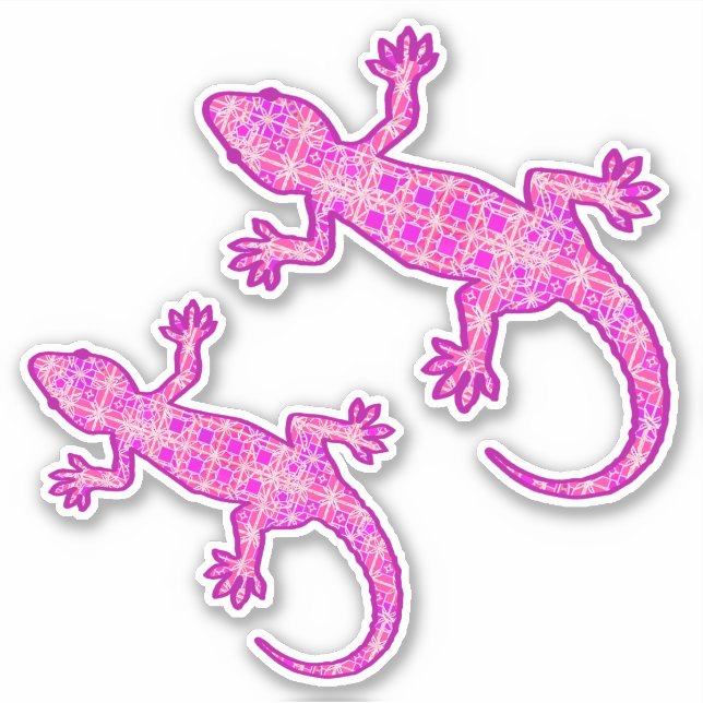 Sticker Batik tribal Gecko, Orchidée et Shell rose (Devant)