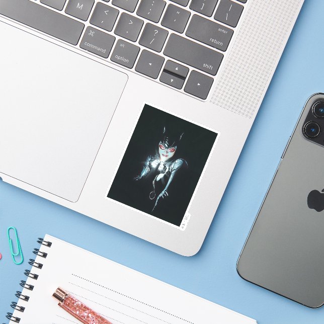 Sticker Batman Catwoman Faces of Evil Cover Illustration (Ordinateur portable avec iPhone)