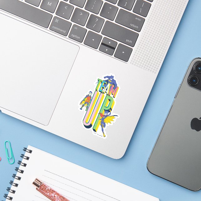 Sticker Batman | Team Up (Ordinateur portable avec iPhone)